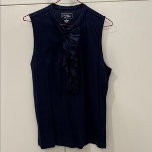 The Lauren Jeans Company ~ Navy ruffle sleeveless top